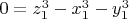 $0=z_1^3-x_1^3-y_1^3$