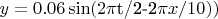 $y=0.06\sin(2\pi$t/2-2\pi\(x/10))$