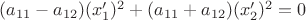 $(a_{11}-a_{12})(x_1')^2+(a_{11}+a_{12})(x_2' )^2=0$