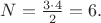 $N=\frac{3 \cdot 4}{2}=6.$