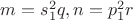 $m=s_1^2q,n=p_1^2r$
