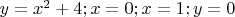$y=x^2+4 ; x=0; x=1;y=0$