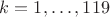 $k=1,\ldots,119$ $k=1,\ldots,119$