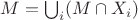 $M=\bigcup_i(M\cap X_i)$