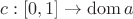 $c: [0,1] \to \operatorname{dom} a$