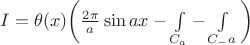 $I=\theta(x)\bigg (\frac{2\pi}{a}\sin{ax}-\int\limits_{C_a}^{}-\int\limits_{C_-a}^{}\bigg )$