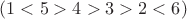 $(1<5>4>3>2<6)$