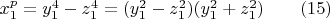 $x_1^p=y_1^4-z_1^4=(y_1^2-z_1^2)(y_1^2+z_1^2)\qquad (15)$