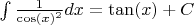 $\int \frac{1}{\cos(x)^2}dx=\tan(x)+C$