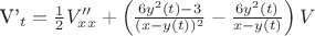 V'_t = \frac{1}{2} V''_{xx} + \left( \frac{6 y^2(t)-3}{(x-y(t))^2} - \frac{6 y^2(t)}{x-y(t)} \right) V