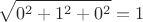 $$\sqrt {0^2+1^2+0^2}=1$$