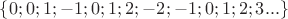 $\{0;0;1;-1;0;1;2;-2;-1;0;1;2;3...\}$