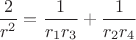 $\dfrac{2}{r^2}=\dfrac{1}{r_1r_3}+\dfrac{1}{r_2r_4}$