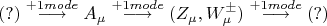 $$
(?)\overset{+1 mode}\longrightarrow A_{\mu}\overset{+1 mode}\longrightarrow (Z_{\mu},W^{\pm}_{\mu})\overset{+1 mode}\longrightarrow (?)
$$