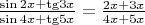 $\frac{{\sin 2x + {\mathop{\rm tg}\nolimits} 3x}}{{\sin 4x + {\mathop{\rm tg}\nolimits} 5x}} = \frac{{2x + 3x}}{{4x + 5x}}$