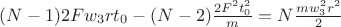 $(N-1) 2 F w_3 r t_0 - (N-2)\frac{2 F^2 t_0^2}{m} =  N \frac{m w_3^2 r^2}{2}$
