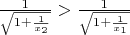 $\frac{1}{\sqrt{1+\frac{1}{x_2}}}>\frac{1}{\sqrt{1+\frac{1}{x_1}}}$