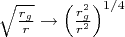$\sqrt{\frac{r_g}{r}} \to \left( \frac{r_g^2}{r^2} \right)^{1/4}$
