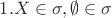 $1. X \in \sigma, \emptyset \in \sigma$