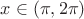 $x \in (\pi, 2 \pi)$