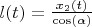 $l(t)=\frac{x_2(t)}{\cos(\alpha)}$