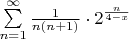 $
\sum\limits_{n=1}^{\infty} \frac{1}{n(n+1)} \cdot 2^{\frac{n}{4-x}}
$