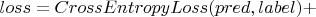 $loss = CrossEntropyLoss(pred, label) +$