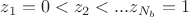 $z_1=0<z_2<...z_{N_b}=1$