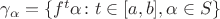 $ \gamma_\alpha = \left\lbrace f^t \alpha\colon t \in [a,b], \alpha \in S \right\rbrace $