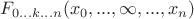 $F_{0...k...n}(x_0,...,\infty,...,x_n)$