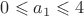 $0\leqslant a_1\leqslant 4$