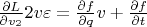 $ \frac{\partial L}{\partial v_2}2v\varepsilon   = \frac{\partial f}{\partial q}v +\frac{\partial f}{\partial t}$