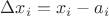 $\Delta x_i=x_i-a_i$