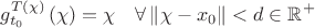 $$g_{t_{0}}^{T\left(\chi\right)}\left(\chi\right)=\chi\quad\forall\left\Vert \chi-x_{0}\right\Vert <d\in\mathbb{R}^{+}
 $$