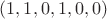 $(1,1,0,1,0,0)$