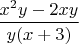 $\dfrac{x^2y-2xy}{y(x+3)}$