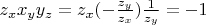 $z_x x_y y_z = z_x (- \frac{z_y}{z_x}) \frac{1}{z_y} = - 1$