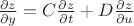 $\frac {\partial z}{\partial y}= C \frac {\partial z}{\partial t}+ D \frac {\partial z}{\partial u}$