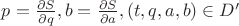 $ p = \frac {\partial S} {\partial q} , b = \frac {\partial S} {\partial a} , (t,q,a,b) \in D'$