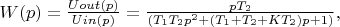 $W(p)=\frac{Uout(p)}{Uin(p)}=\frac{pT_2}{(T_1T_2p^2+(T_1+T_2+KT_2)p+1)}, где $