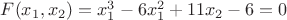$F(x_1, x_2)=x_1^3-6x_1^2+11x_2-6=0$