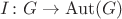 $I \colon G \to \mathrm{Aut}(G)$