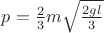 $p=\frac{2}{3}m\sqrt{\frac{2gl}{3}}$