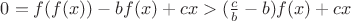 $0=f(f(x))-bf(x)+cx>(\frac{c}{b}-b)f(x)+cx$