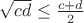 $ 
\sqrt{cd} \le \frac{c+d}{2}
$