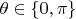 $\theta \in \left\lbrace0, \pi\right\rbrace$