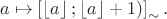 $$a \mapsto \left[ \left\lfloor{ a }\right\rfloor;\left\lfloor{ a }\right\rfloor+1) \right]_{\sim}.$$