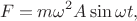 $$F=m\omega^2 A \sin\omega t,$$