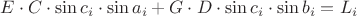 $E\cdot C\cdot\sin c_i\cdot\sin a_i + G\cdot D\cdot\sin c_i\cdot\sin b_i = L_i$