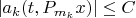 $| a_k(t,P_{m_k}x)|\le C$